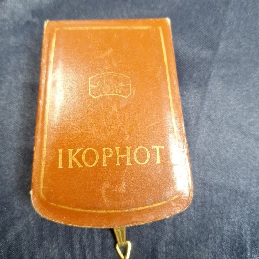 Vintage Zeiss Ikon Ikophot Selenium Light Meter Leather‎ Case Chain Book Germany